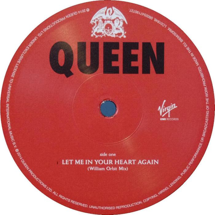 Queen 'Let Me In Your Heart Again (William Orbit Mix)' 12" etched vinyl label