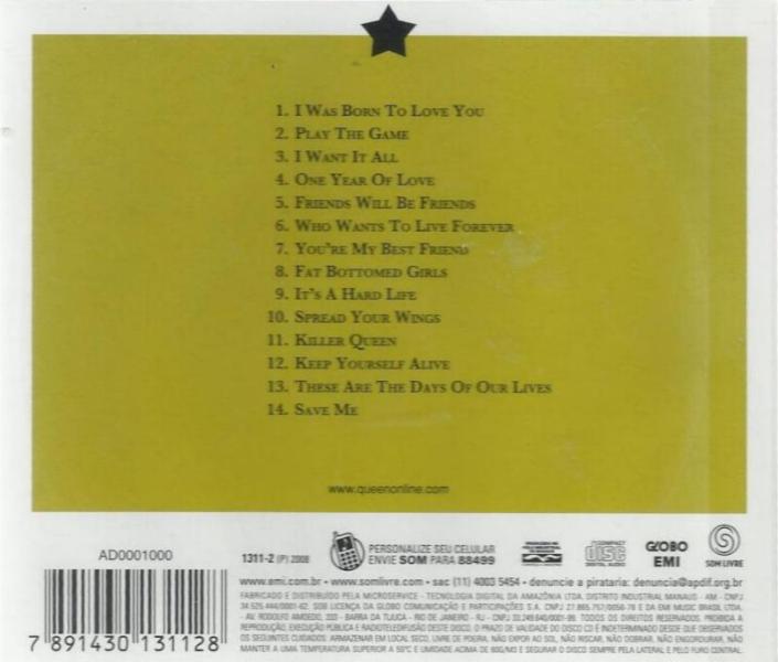 Queen 'Queen Collection 2' Brazilian CD back sleeve