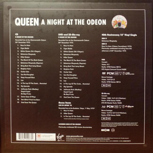 Queen 'A Night At The Odeon' UK boxed set back
