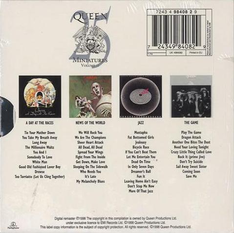 Queen 'Miniatures' UK CD volume 2 back sleeve