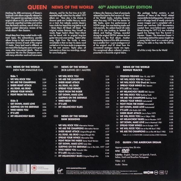 Queen "News Of The World" 40th anniversary boxed set back