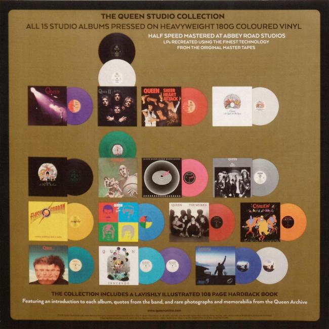 Queen 'The Studio Collection' boxed set slipcase back sleeve