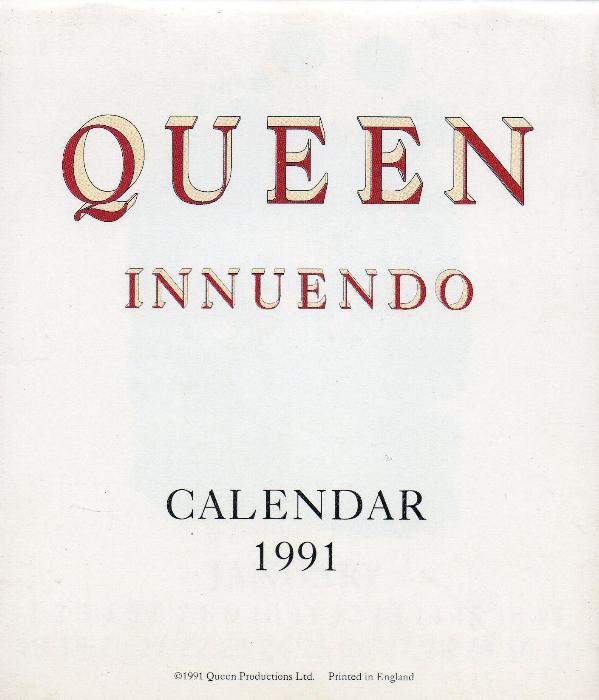 Queen 'Innuendo' 1991 Calendar