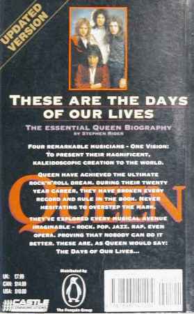 Queen 'These Are The Days Of Our Lives' back sleeve