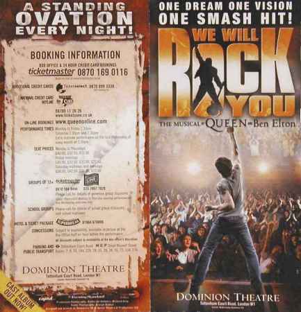 'We Will Rock You' musical flyer 2 front
