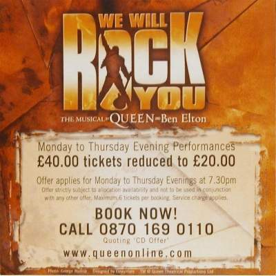 'We Will Rock You' flyer back