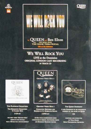 'We Will Rock You' musical later programme back sleeve