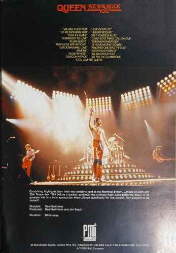 Queen 'We Will Rock You' promo flyer back