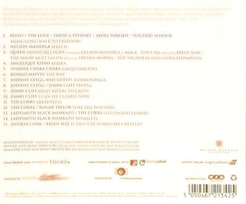 Various Artists '46664 Part 2 - Long Walk To Freedom' UK CD back sleeve