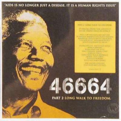 Various Artists '46664 Part 2 - Long Walk To Freedom' UK CD front sleeve with sticker