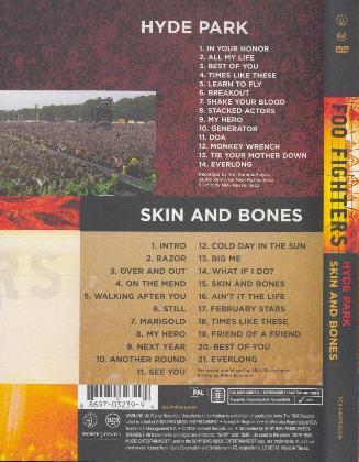 Foo Fighters 'Hyde Park - Skin & Bones' UK DVD back sleeve