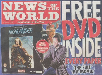UK 'News Of The World' free DVD newspaper advert