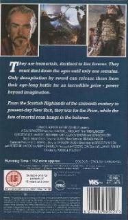 'Highlander' UK VHS back sleeve