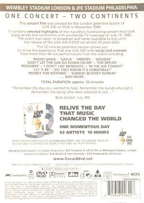 Various Artists 'Live Aid 20 Years Ago Today' UK DVD back sleeve