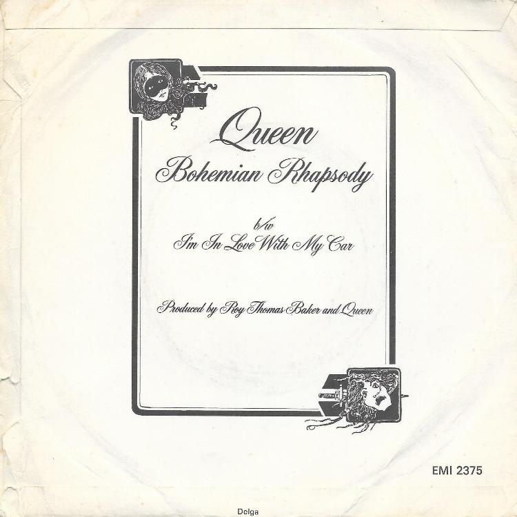 Queen 'Bohemian Rhapsody' UK 7" back sleeve