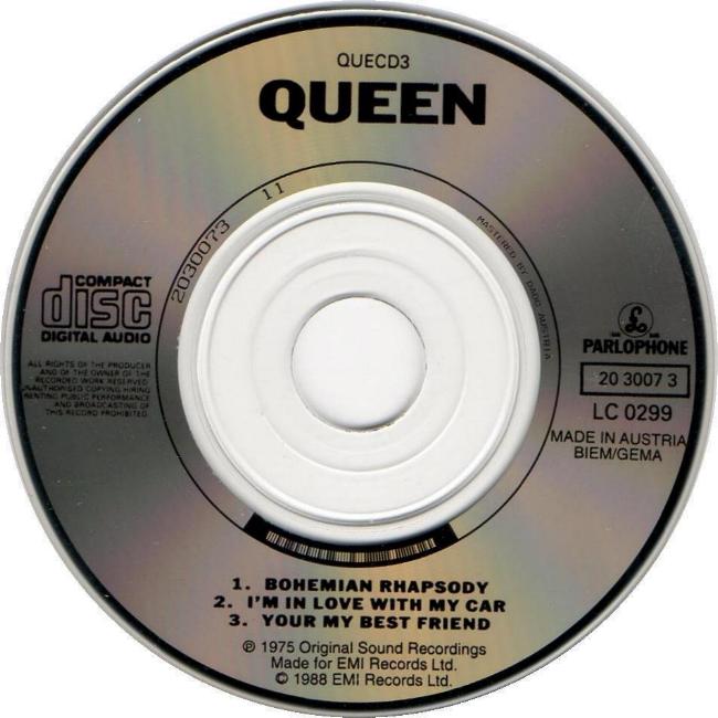 Queen 'Bohemian Rhapsody' UK CD disc