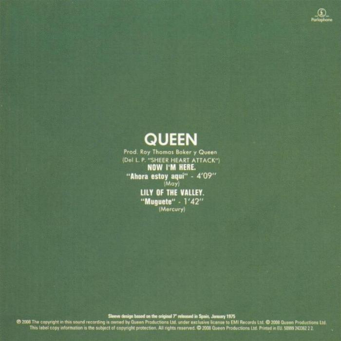 Queen 'Now I'm Here' UK Singles Collection CD back sleeve