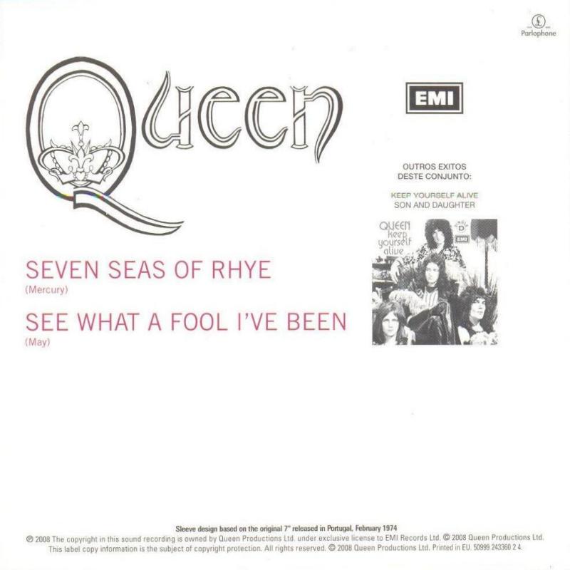 Queen 'Seven Seas Of Rhye' UK Singles Collection CD back sleeve