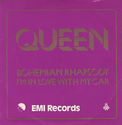 Queen 'Bohemian Rhapsody' UK 7" promo blue vinyl front sleeve