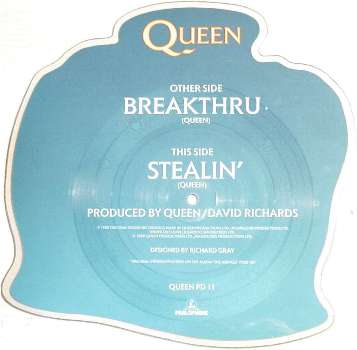 Queen 'Breakthru' UK 7" shaped picture disc