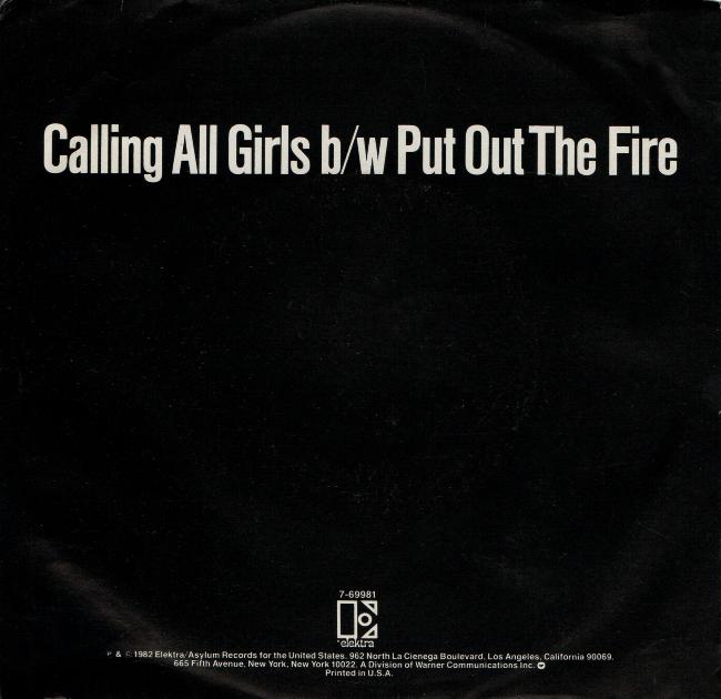 Queen 'Calling All Girls' US 7" back sleeve