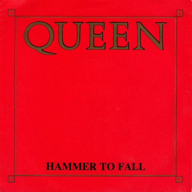 Queen 'Hammer To Fall' UK 7" red front sleeve