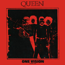 Queen 'One Vision' UK 12" red PVC front sleeve