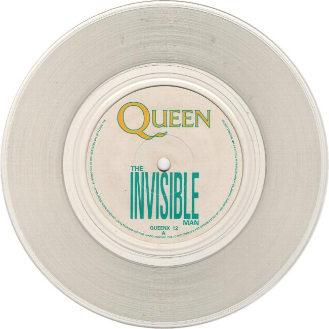 Queen 'The Invisible Man' UK 7" clear vinyl