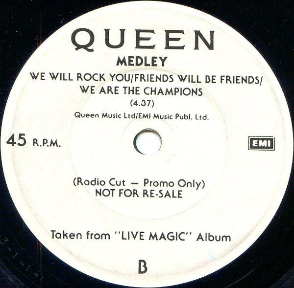 Queen 'Under Pressure' UK 7" live promo label