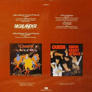 Queen 'Who Wants To Live Forever' UK 12" back sleeve