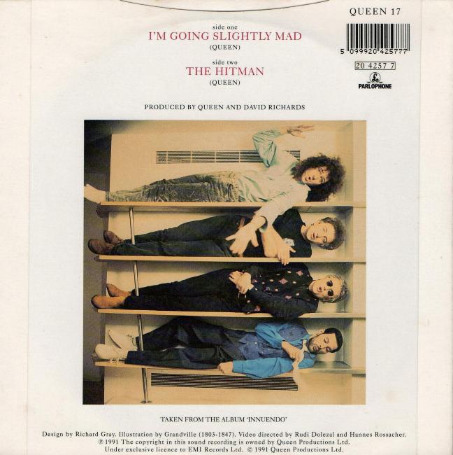 Queen 'I'm Going Slightly Mad' UK 7" back sleeve