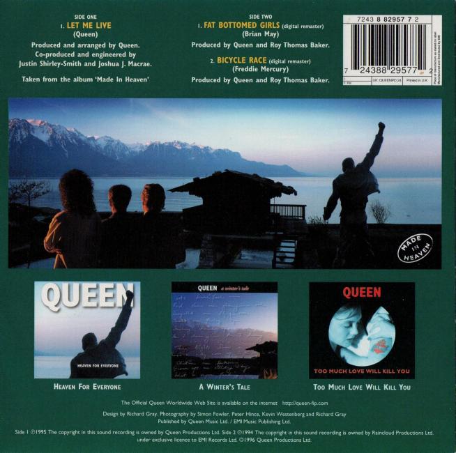 Queen 'Let Me Live' UK 7" back sleeve