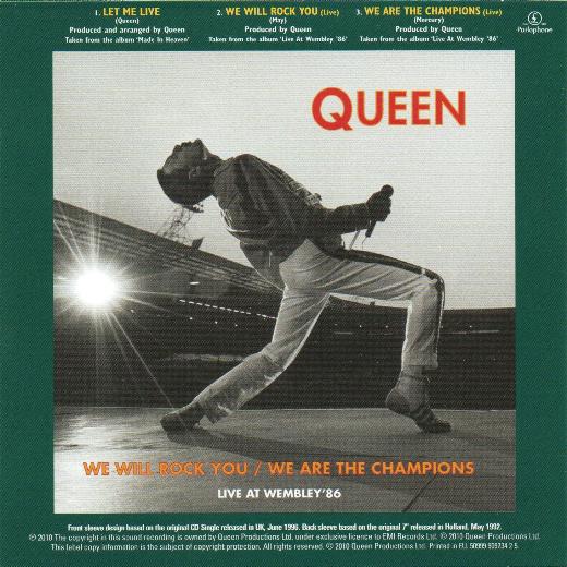 Queen 'Let Me Live' UK Singles Collection CD back sleeve