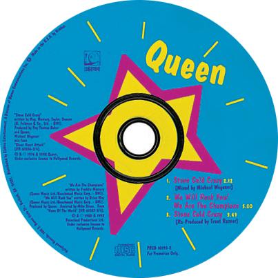 Queen 'Stone Cold Crazy' US promo CD disc