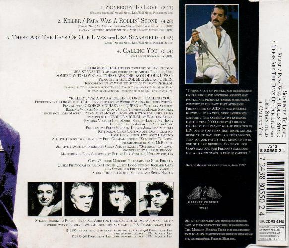 Queen 'The Five Live EP' UK CD1 back sleeve