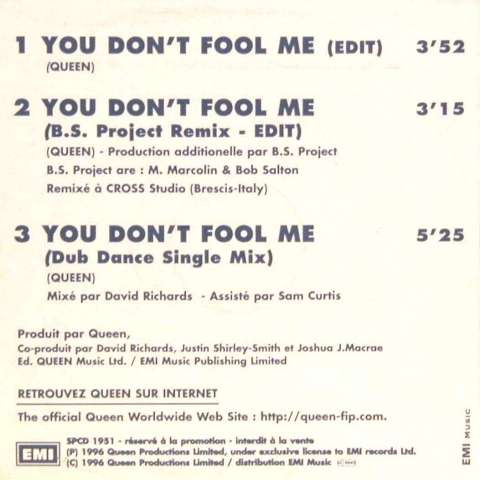 French CD promo back sleeve