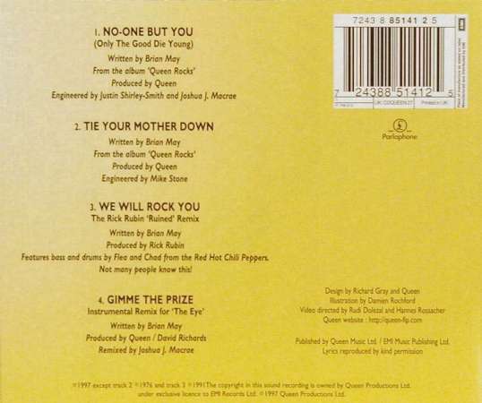 Queen 'No-One But You' UK CD back sleeve