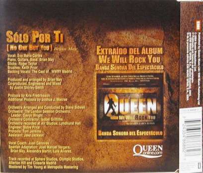 Queen 'Solo Por Ti (No-One But You)' Spanish CD back sleeve