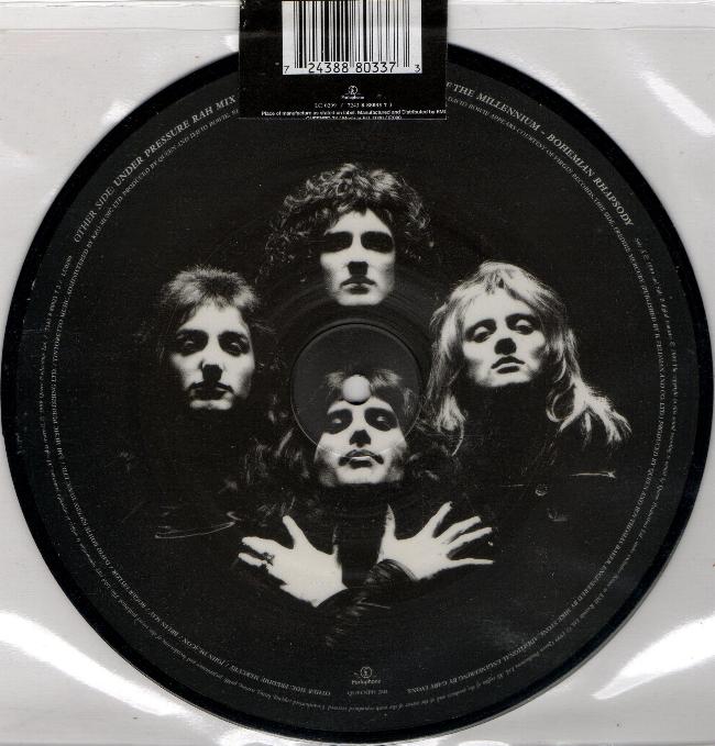 Queen 'Under Pressure' UK 7" picture disc back sleeve