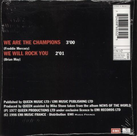 Queen 'We Are The Champions' French CD back sleeve