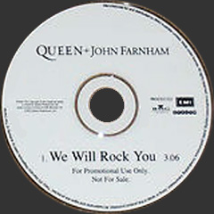 Queen 'We Will Rock You (with John Farnham)' Australian promo CD disc