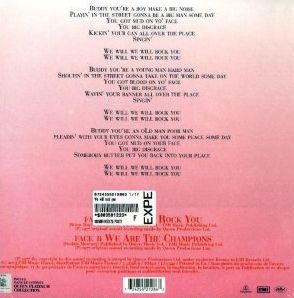 Queen 'We Will Rock You' French 12" back sleeve