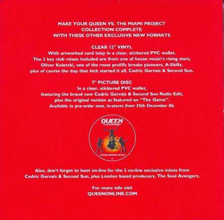Queen 'Another One Bites The Dust' UK CD inner sleeve