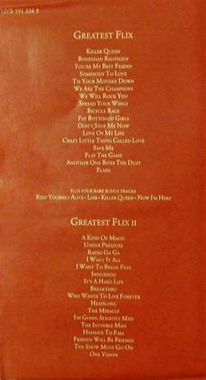 Queen 'Box Of Flix' UK VHS booklet back sleeve