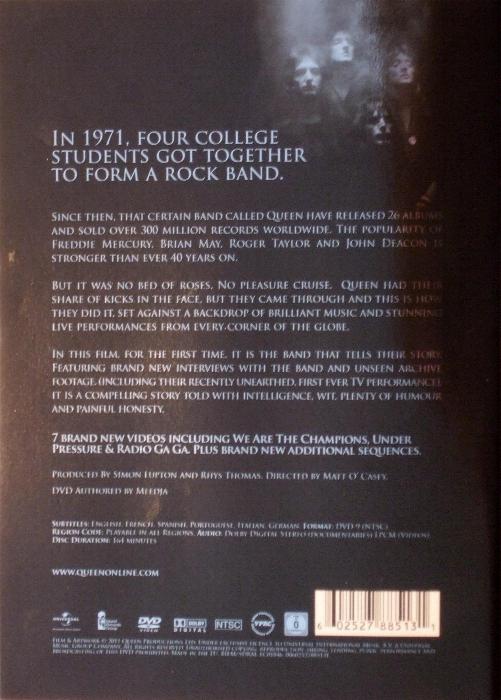 Queen 'Days Of Our Lives' UK DVD back sleeve