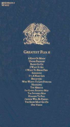 Queen 'Greatest Flix II' UK VHS booklet back sleeve