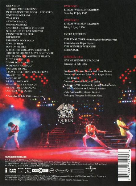 Queen 'Live At Wembley Stadium' UK 2011 CD & DVD set back sleeve