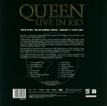 Queen 'Live In Rio' European laserdisc back sleeve