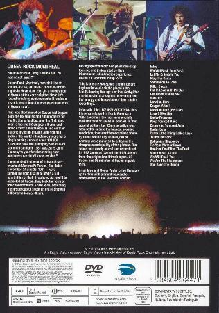 Queen 'Queen Rock Montreal' UK single DVD back sleeve