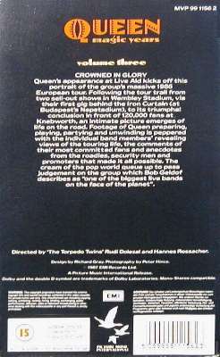 Queen 'The Magic Years' UK VHS volume 3 back sleeve